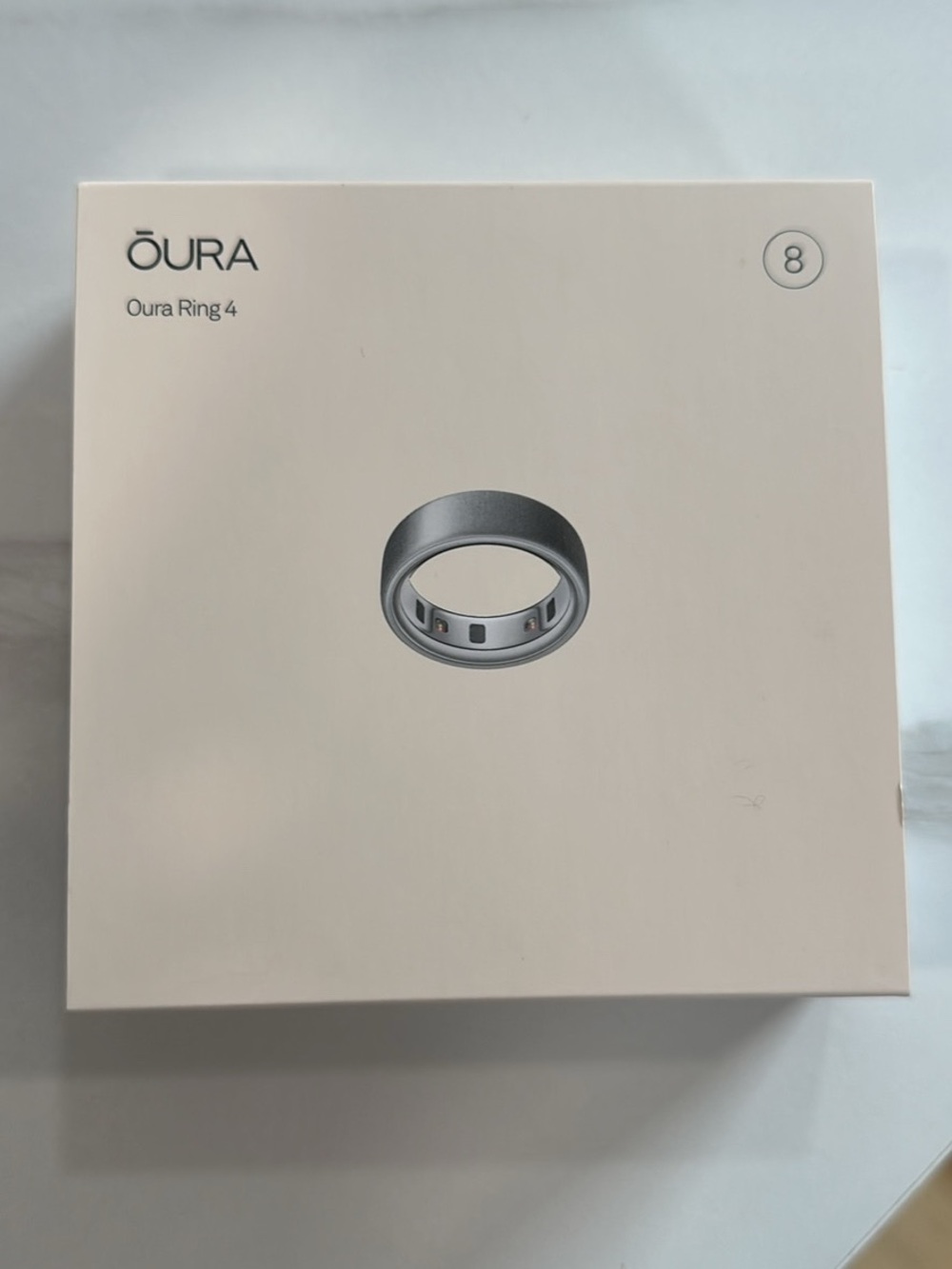 Oura Ring 4 - Brushed Silver Smart Ring Size 8